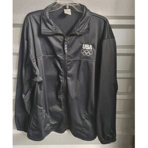 USA Olympics Mens Jacket Fleece Embroidered Navy Blue 2X